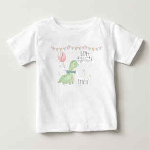 Süßer Geburtstagsjunge mit Wasserfarben-Dinosaurie Baby T-shirt