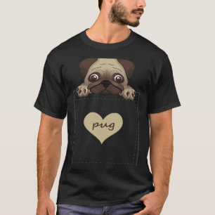 süßer gedruckter Mops in der Tasche Männer Frauen T-Shirt