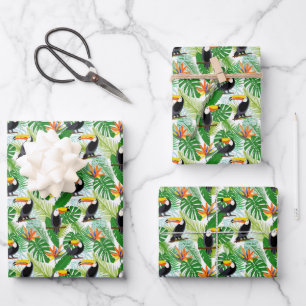 Süßer gefliester Tukane-Party-Tropenvogel Geschenkpapier Set