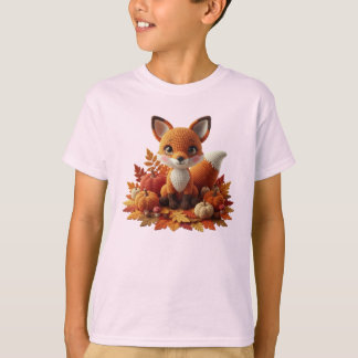Süßer gehäkeltel Fuchs mit Kürbissen – gemütlicher T-Shirt