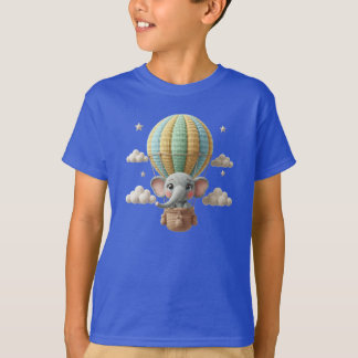 Süßer gehäkelter Elefant im Heißluftballon Amiguru T-Shirt