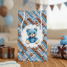 Süßer gehäkelter Teddybär Blau und Braun