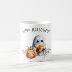 Süßer gehäkeltet Geist Frohes Halloween Kaffeetasse