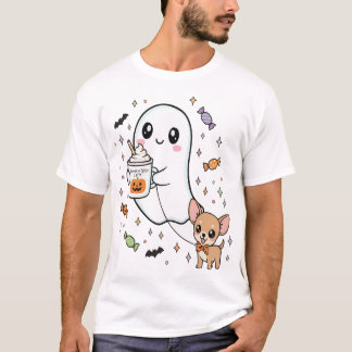 Süßer Geist Chihuahua Hund Kaffee Halloween Kostüm T-Shirt