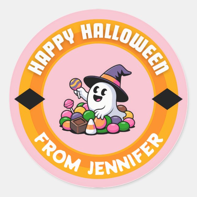 Süßer Geist Frohes Halloween Runder Aufkleber (Vorderseite)