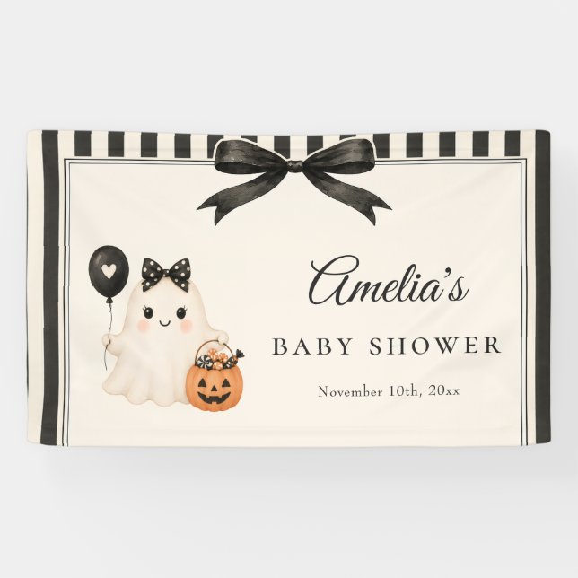 Süßer Geist Halloween Baby Shower Banner (Horizontal)