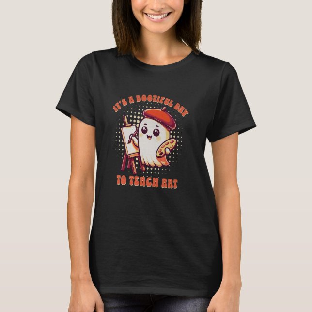 Süßer Geist Halloween Kunstlehrer T-Shirt (Vorderseite)