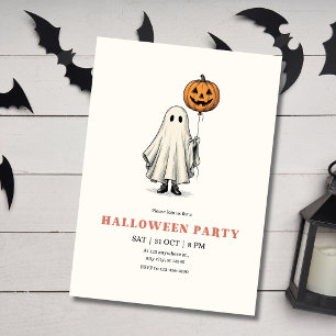 Süßer Geist Halloween-Party-Kürbisballon Vintage Einladung