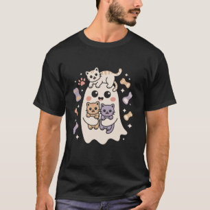 Süßer Geist hält Katzen-Halloween-Kunst für Katzen T-Shirt