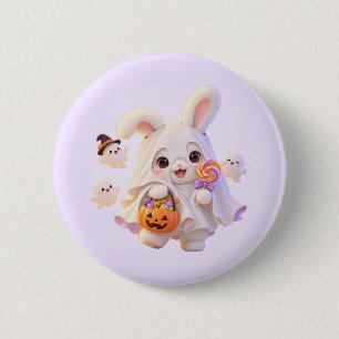 Süßer Geist-Hasen-Halloween-Button-Pin Button