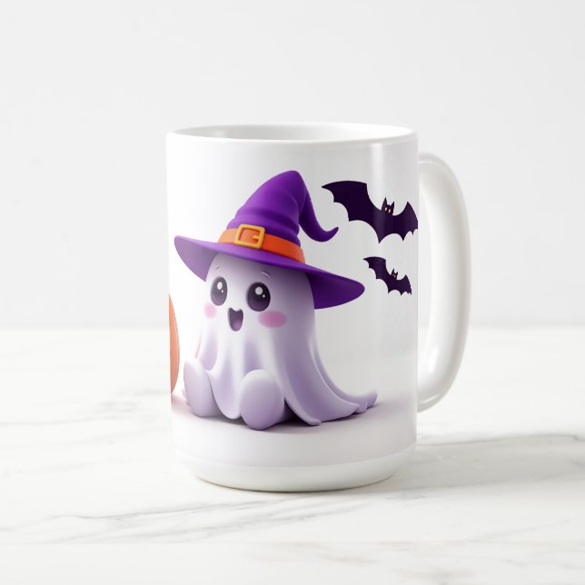Süßer Geist-Hexenhut Halloween-Szene 👻 Kaffeetasse (VorderseiteRechts)