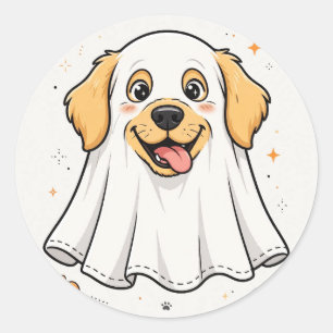 Süßer Geist-Hund Golden Retriever Halloween-Aufkle Runder Aufkleber
