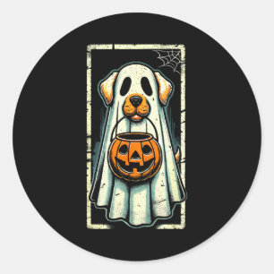 Süßer Geist-Hund Männer Frauen Kinder Halloween Lu Runder Aufkleber