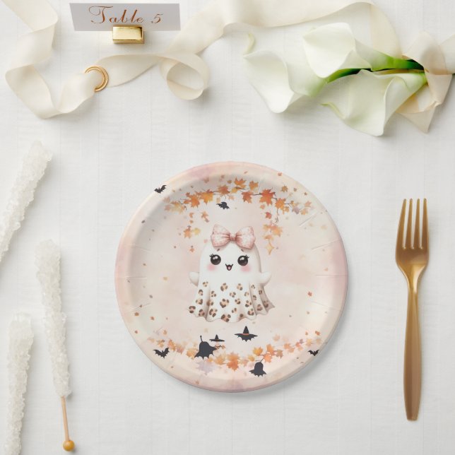Süßer Geist Kürbis Fledermaus Halloween Pappteller (Hochzeit)