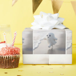 Süßer Geist läuft auf einem Strand Geschenkpapier