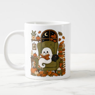 Süßer Geist liest Buch schwarze Katze Herbst Kürbi Jumbo-Tasse
