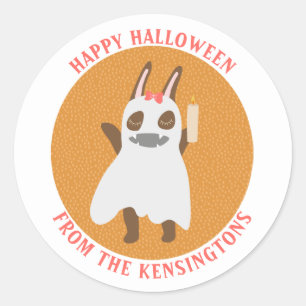 Süßer Geist Mädchen-Hase Frohe Halloween-Familienn Runder Aufkleber