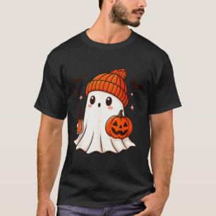 Süßer Geist mit Beanie, der Kürbis-Kaffee hält T-Shirt