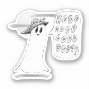 Süßer Geist mit Häubchen Halloween Aufkleber