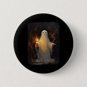 Süßer Geist mit Kerze Lustiger Halloween-Gothik-Vi Button