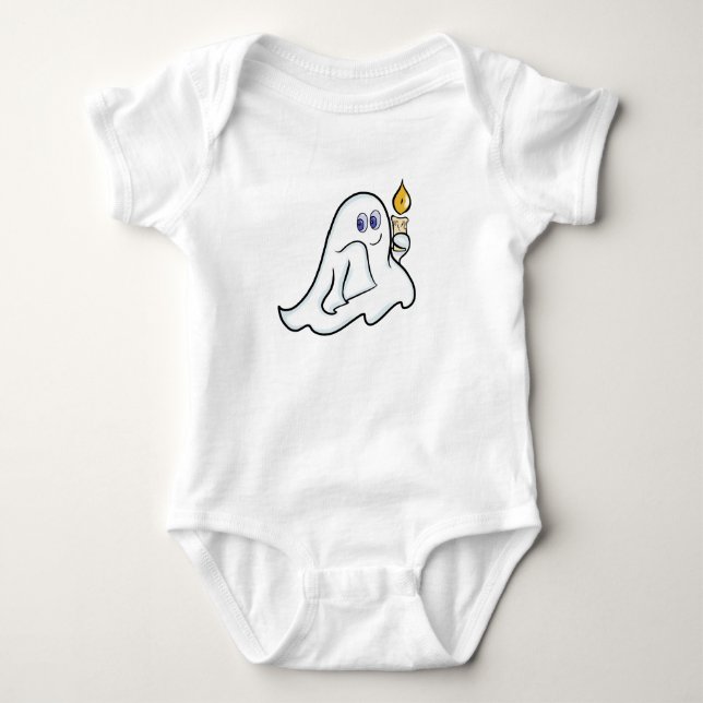 Süßer Geist mit Kerze zu Halloween Baby Strampler (Vorderseite)