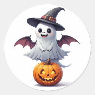 Süßer Geist mit Kürbis Halloween 👻 Runder Aufkleber