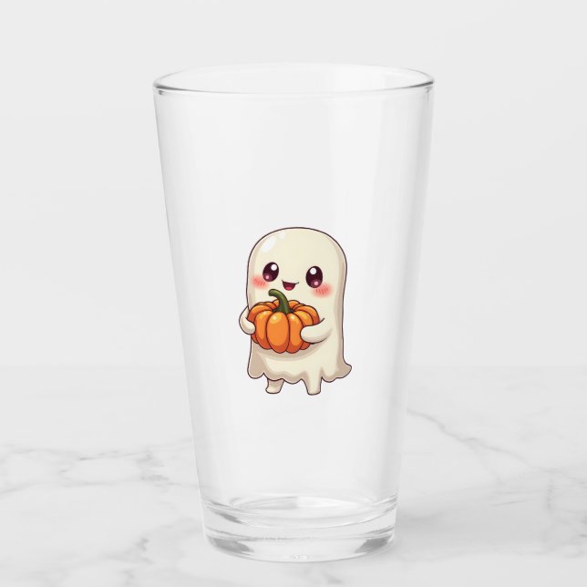 Süßer Geist mit Kürbis � Lustiges Halloween Glas (Vorderseite)