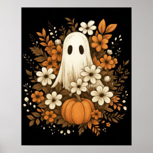 Süßer Geist mit Kürbis und Herbstblumen – Hallowee Poster