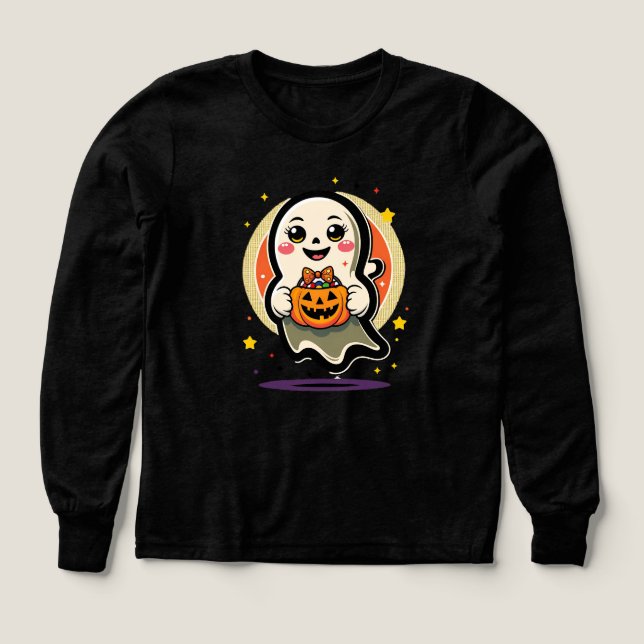 Süßer Geist mit Kürbiskübel Retro-Halloween (Design Vorderseite)