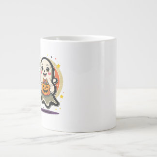 Süßer Geist mit Kürbiskübel Retro-Halloween Jumbo-Tasse