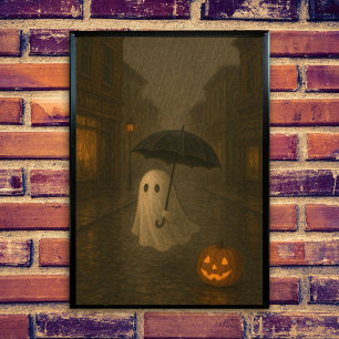 Süßer Geist mit Regenschirm Halloween Dark Acade Poster