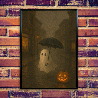 Süßer Geist mit Regenschirm | Halloween Dark Acade Poster