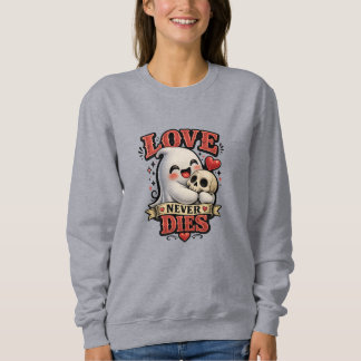 Süßer Geist-Schädel-Liebe stirbt nie Vintage-Hallo Sweatshirt