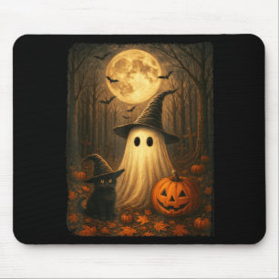 Süßer Geist Schwarze Katze Halloween Hexe Kürbis D Mousepad