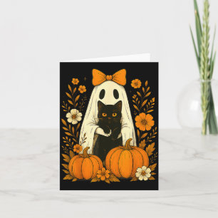 Süßer Geist schwarze Katze Halloween Kürbis Groovy Karte