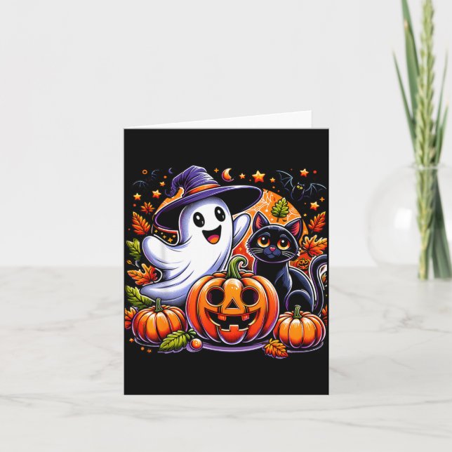 Süßer Geist schwarze Katze Jackolantern Halloween  Karte (Vorderseite)