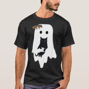 Süßer Geist schwarze Katze Leopard Schleife lustig T-Shirt