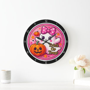 Süßer Geist Trick Or Treat Spaß Große Wanduhr
