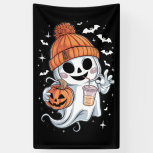 Süßer Geist trinkt Kaffee Halloween Eiskaffee Banner