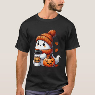 Süßer Geist trinkt Kaffee Halloween-Geist Eis Kaf T-Shirt