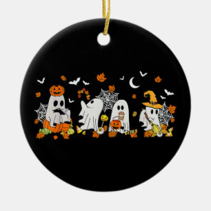 Süßer Geist trinkt Kaffee Halloween Herbst Geist B Keramik Ornament