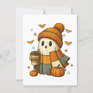 Süßer Geist trinkt Kaffee Halloween Postkarte