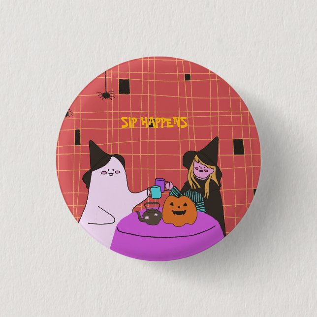 Süßer Geist und Hexen-Halloween  Button (Vorderseite)