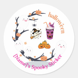 Süßer Geist und Kürbis Pastell Halloween Klassiker Runder Aufkleber