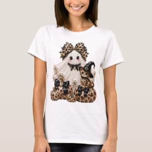 Süßer Geist und schwarze Katze Halloween Leopard K T-Shirt