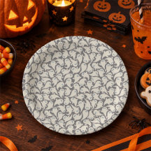 Süßer Geister-Halloween-Papierteller. Spukender Ge