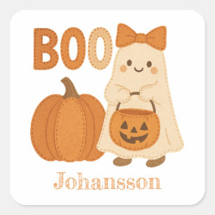 Süßer Geister Kürbis Filz Kawaii Halloween Quadratischer Aufkleber