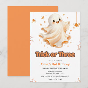 Süßer Geister-Trick oder drei Halloween 3. Geburts Einladung