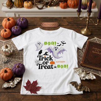 Süßer Geister-Trick-or-Treat-Halloween-Name T-Shirt