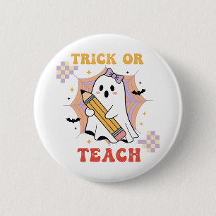 Süßer Geisterlehrer Halloween Streich oder Lehre Button